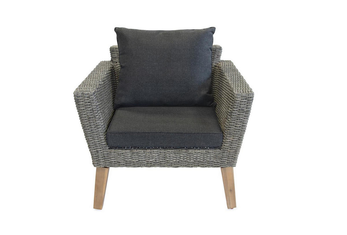 GARTEN-SITZGRUPPE Montecristo Anthrazit Polyrattan für 4 Personen - Grau, Kunststoff - bellavista - Home & Garden