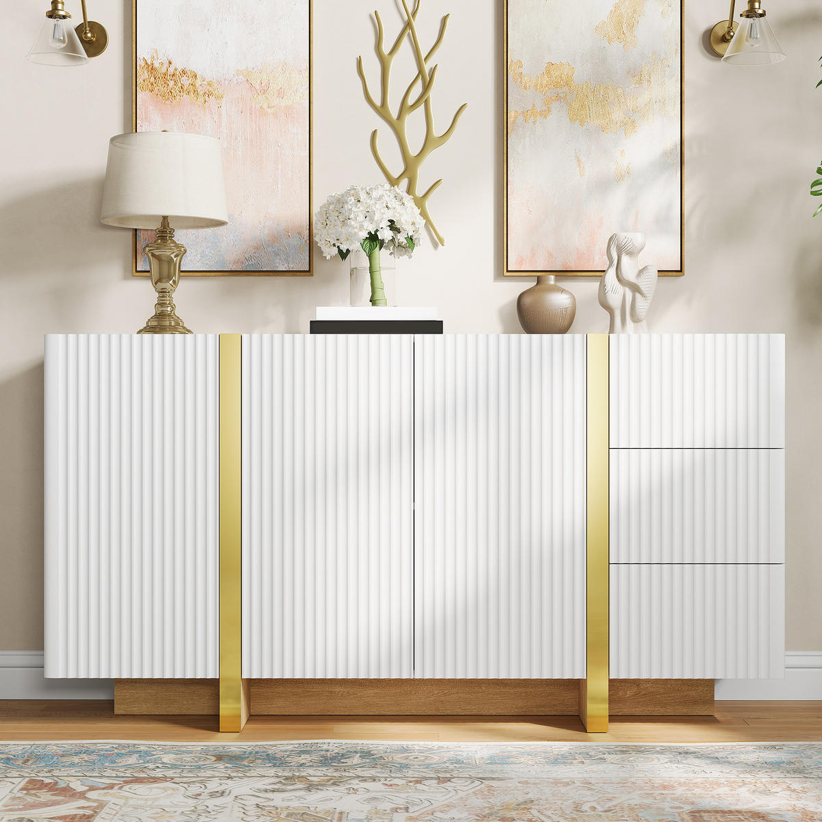 SIDEBOARD mit 3 Türen und 3 Schubladen - Weiß, Holzwerkstoff (140/75/36cm) - FLIEKS