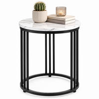 BEISTELLTISCH Schwarz Weiß Marmoroptik 51x41 cm - Weiß, Holzwerkstoff/Metall (41/41/51cm) - Relaxdays