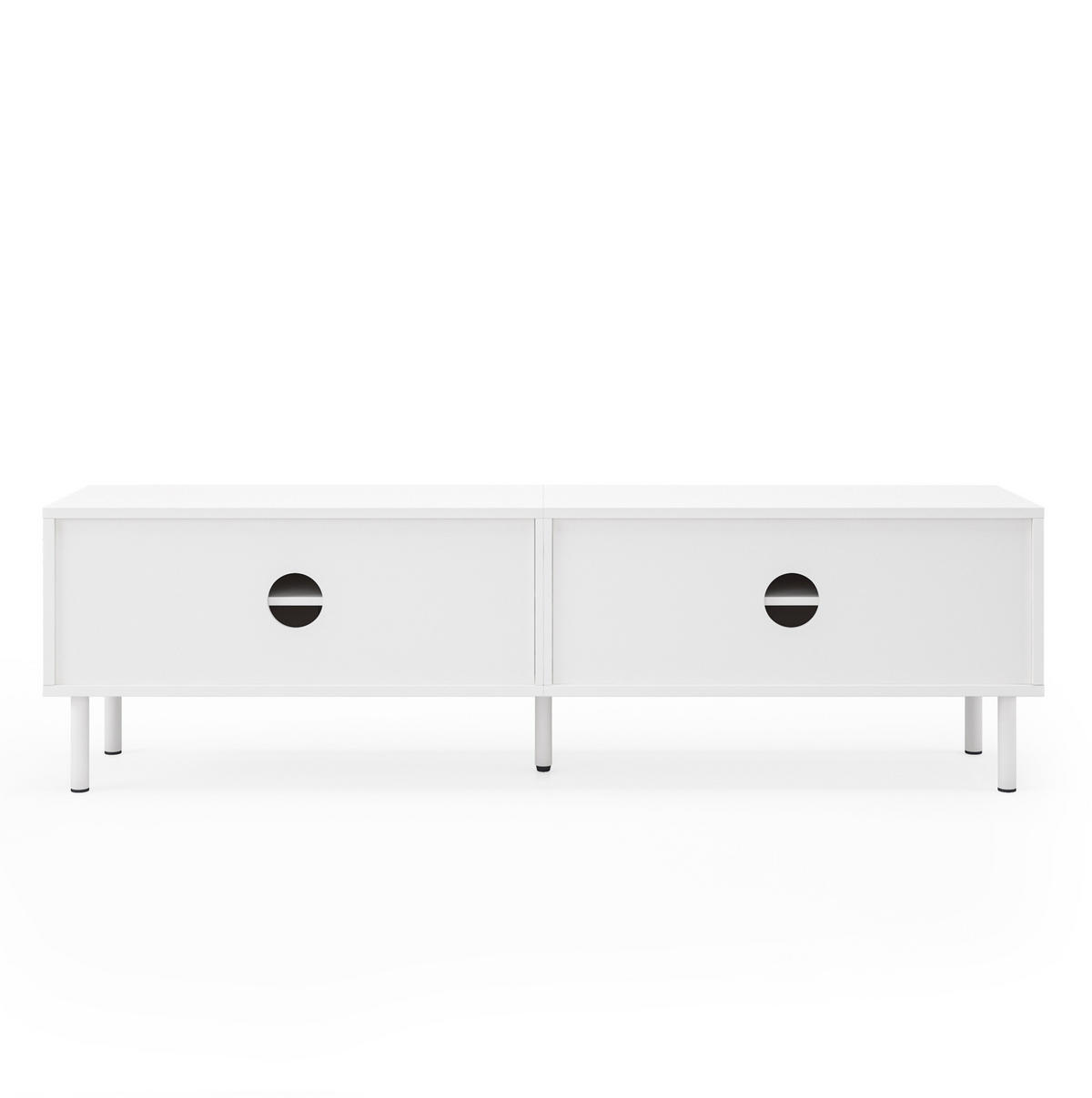 TV-LOWBOARD 180/40/52 cm weiß aus MDF und Spanplatte mit Kabelmanagement - Weiß, Holzwerkstoff (40/52/180cm) - OKWISH