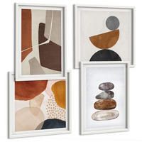 BILDER SET 4er Set - 50x50 cm & 40x60 cm Weißer Rahmen - Abstrakte Malerei Dekorationen - Weiß, Kunststoff (50/50cm) - TULUP