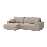ECKSOFA Mit Schlaffunktion Ariel L, Cordstoff, Stoff Poso, Dunkelbeige, Links - Beige, Holz (250/142cm) - Kaiser Möbel