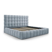 BETT mit Bettkasten und Kopfteil Mamaia aus Samt hellblau 200x200cm - Hellblau, Textil (200/200cm) - Micadoni