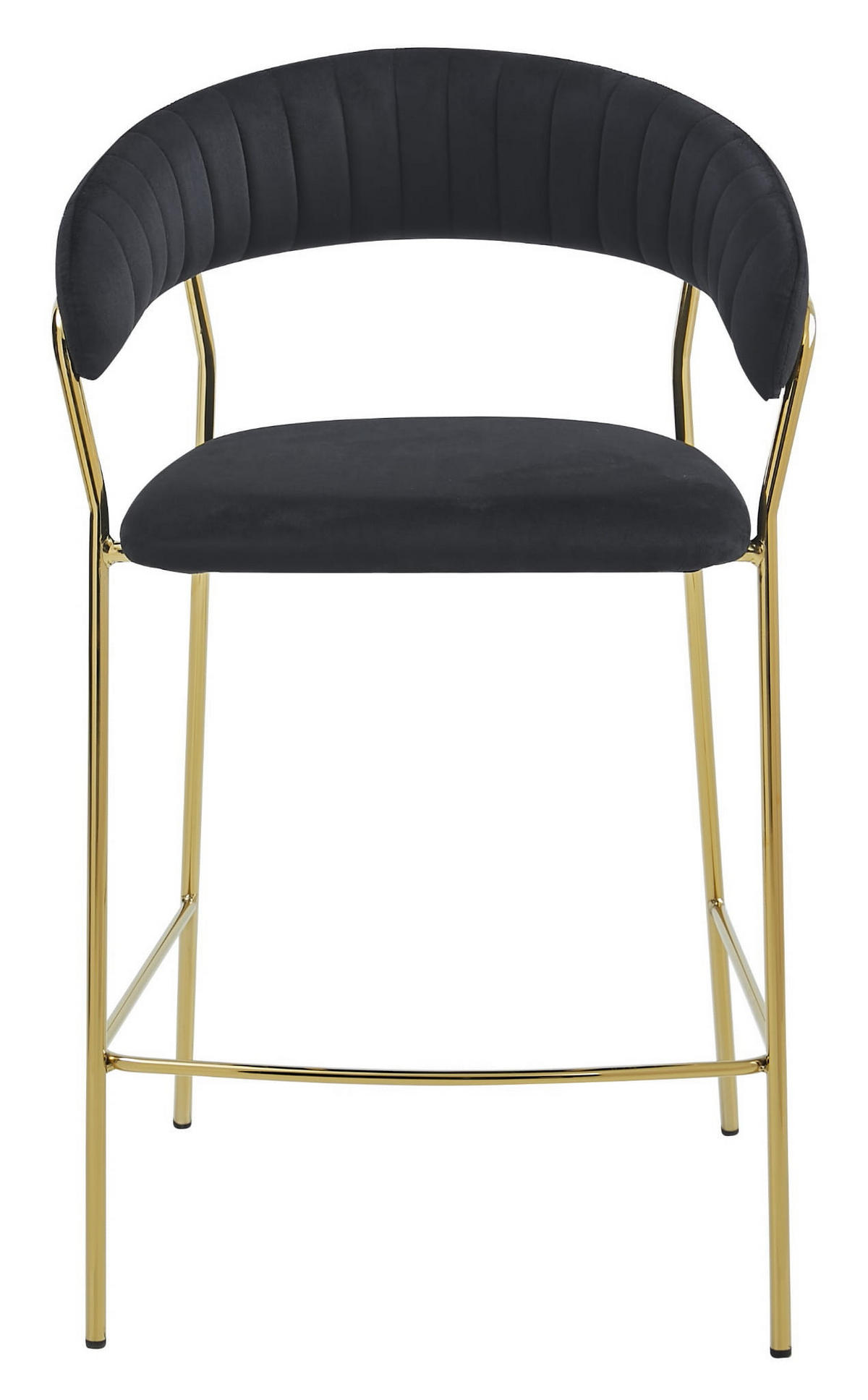 BARHOCKER 2-er Set BADIA schwarzer Sitz, Goldbasis - Schwarz, Textil (46/94/45cm) - Valora