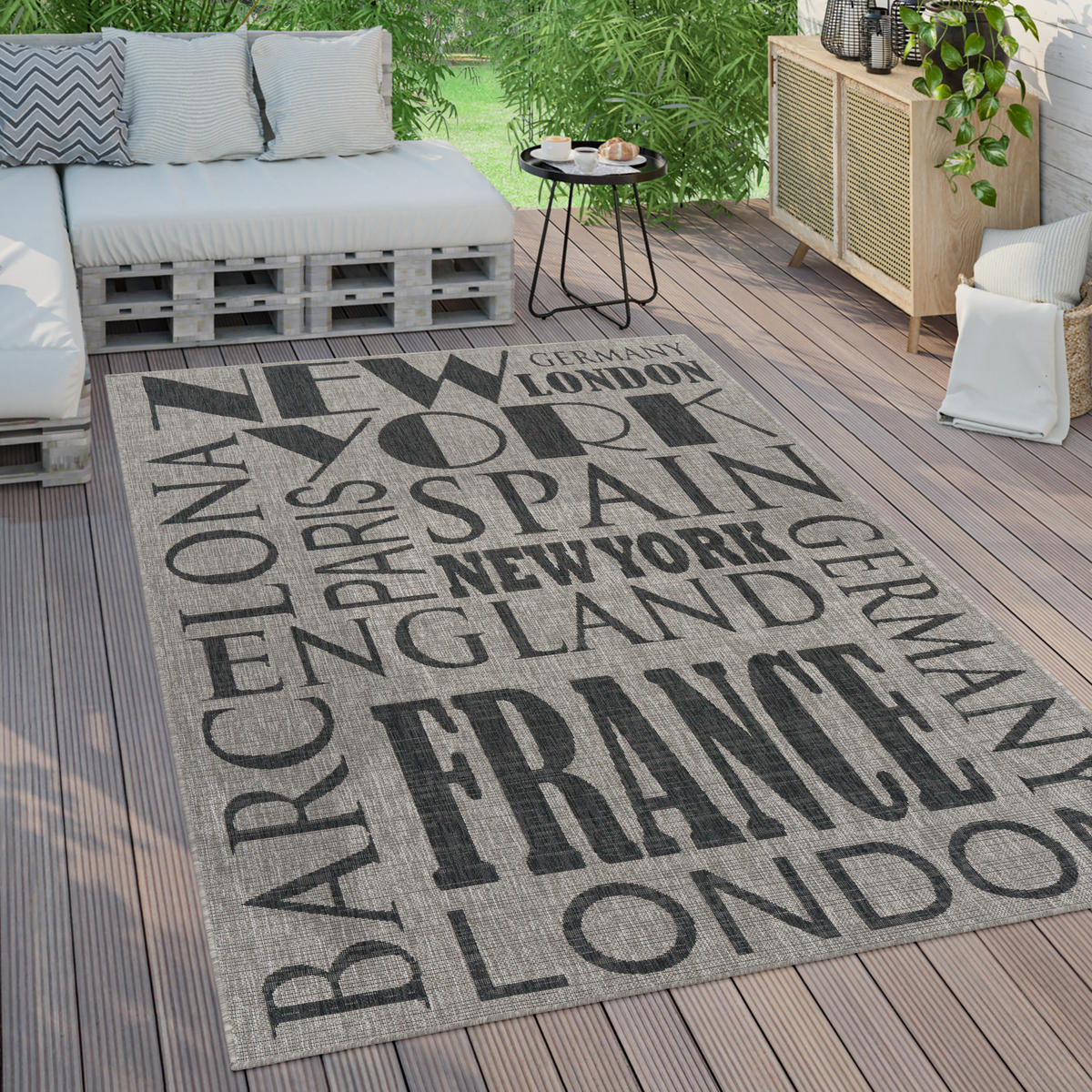 OUTDOORTEPPICH 200/280 cm Kitchen 381 - Grau, Textil (200/280cm) - Paco Home