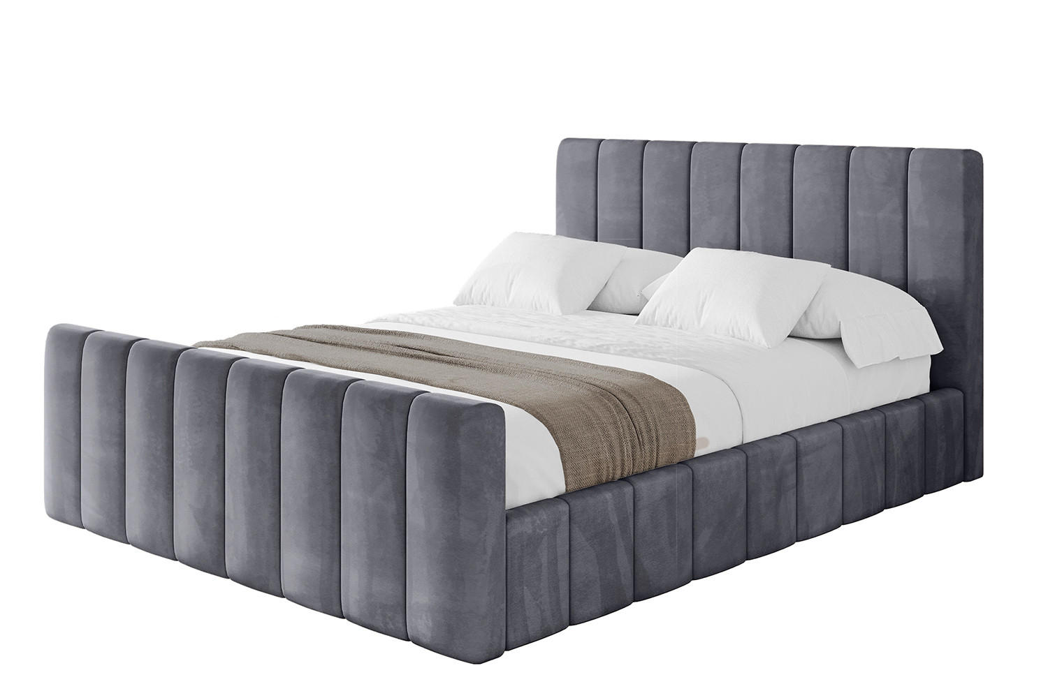 POLSTERBETT mit Bettkasten, Fußteil und Lattenrost, Boxbett mit Matratze H3/H4 - FINO-Z 180x200 Dunkelgrau - Dunkelgrau, Holzwerkstoff/Textil (180/200cm) - ALTDECOR