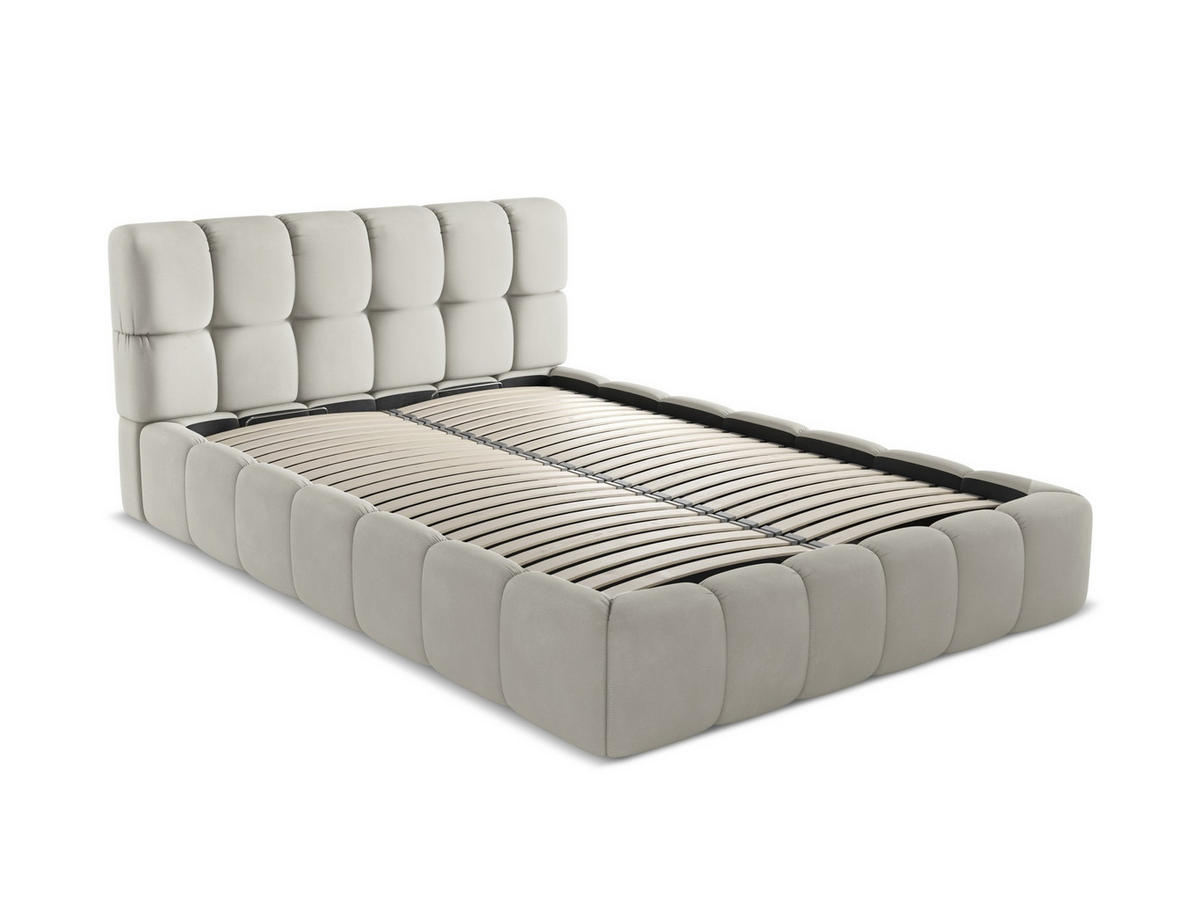 POLSTERBETT mit Bettkasten und Lattenrost 160x228 Beige - Beige/Schwarz, Kunststoff/Textil (140/200cm) - Makamii