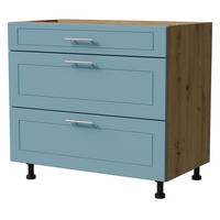SCHUBLADENUNTERSCHRANK Bari D3/90 Eiche Artisan / RAL 5024 pastellblau 90 / 50 / 82cm REJS Vollauszug - Blau/Eiche Artisan, Holz/Holzwerkstoff (90/82/50cm) - Feldmann-Wohnen