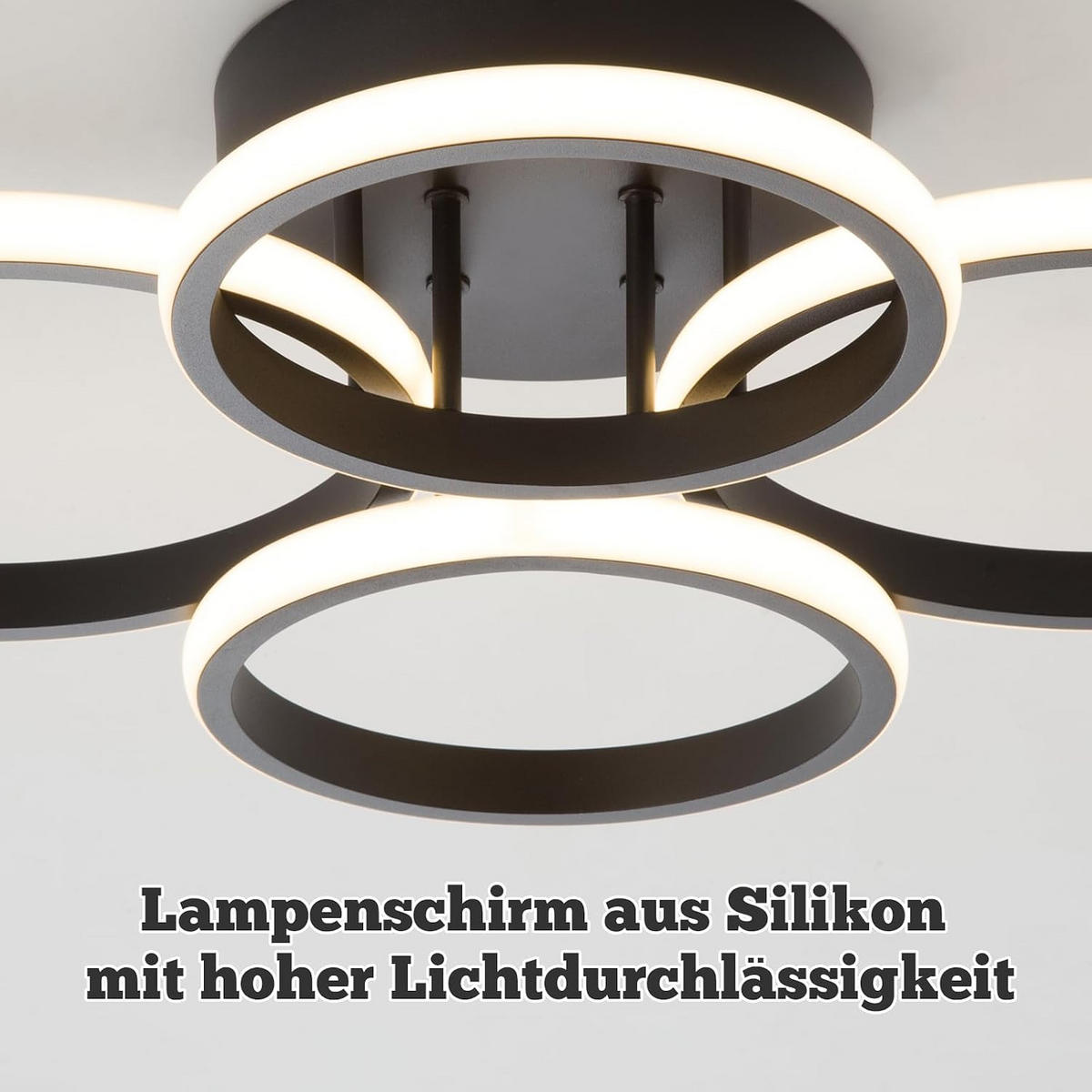 LED-DECKENLEUCHTE Xalvor 52.5/41.5/11.8 cm - Schwarz, Metall (52.5/41.5/11.8cm) - ZMH