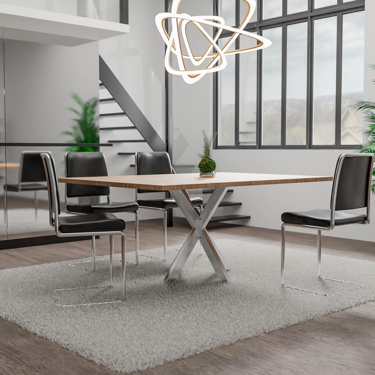 TISCHBEIN eckig 85/85/71 cm Metall edelstahl - Edelstahlfarben, Metall (85/71/85cm) - CLP