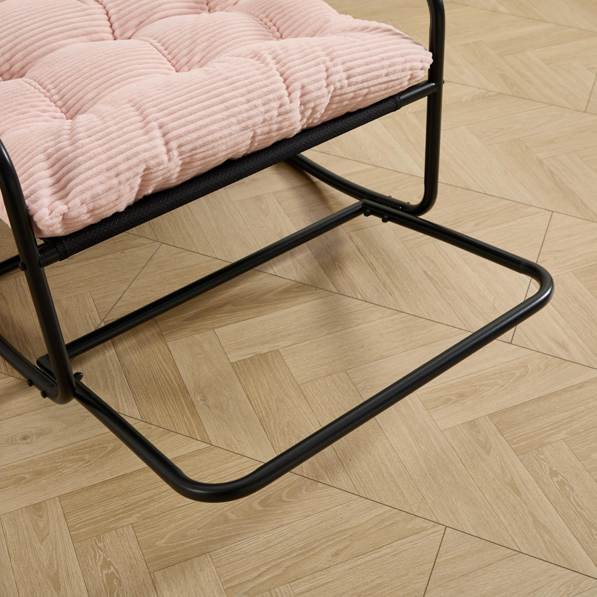 SCHAUKELSTUHL,SCHAUKELSESSEL mit Fußstütze, gepolstertem Kissen,Cord,Rosa - Rosa, Metall (75/82/116cm) - LVHOM