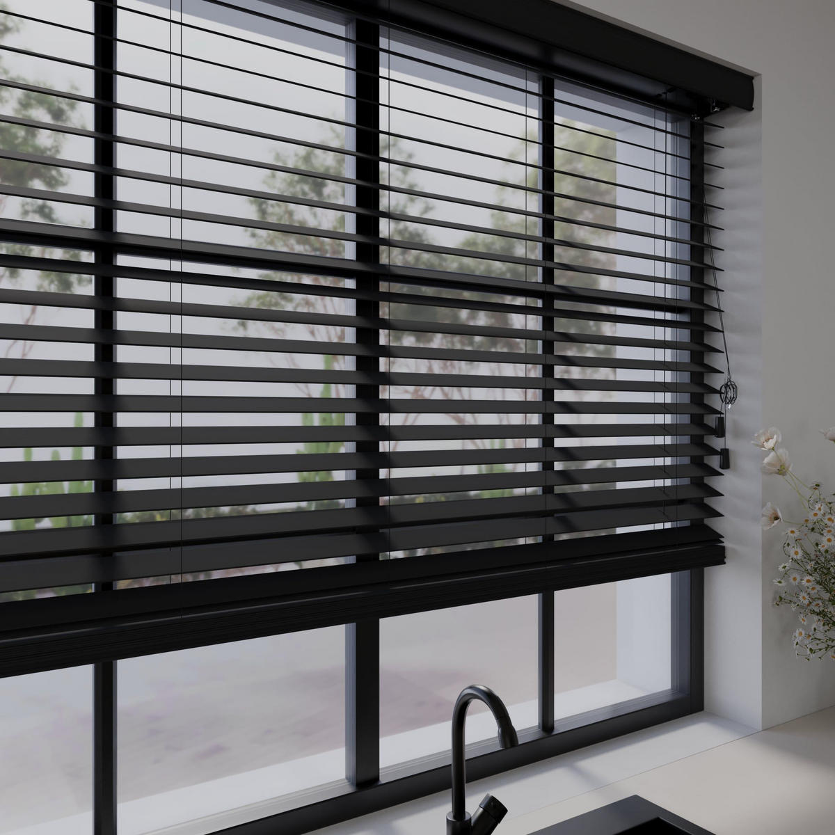 HOLZJALOUSIEN Cocoon Schwarz - Schwarz, Holz (160/175cm) - Cocoon Home Concepts