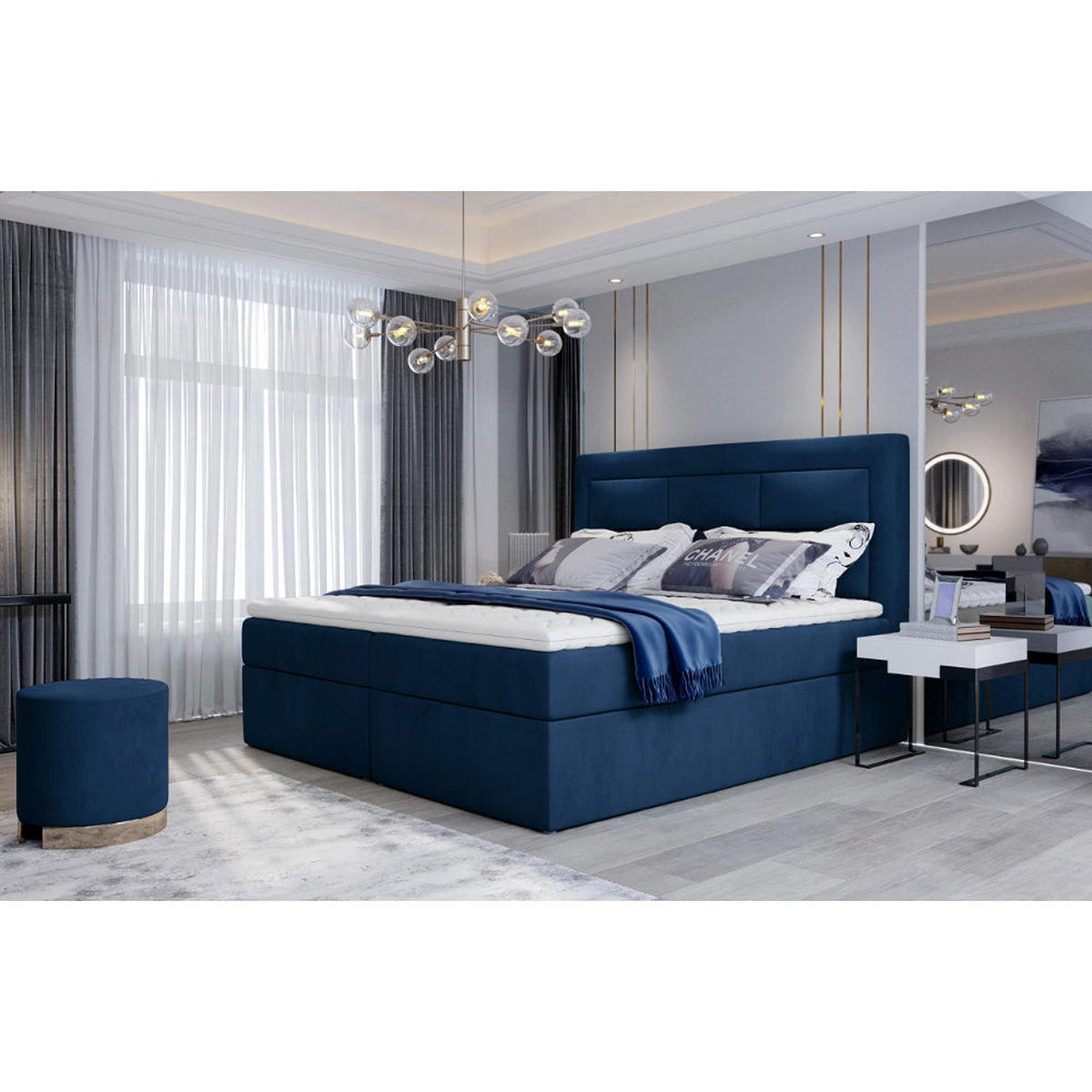BOXBETT Vivre Bonellfederkern - Blau, Holz/Holzwerkstoff (140/200cm) - Best For Home