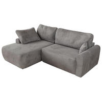 ECKSCHLAFSOFA CUBO L Hellgrau Velvet - links - Hellgrau/Schwarz, Kunststoff/Textil (273/187cm) - MKS