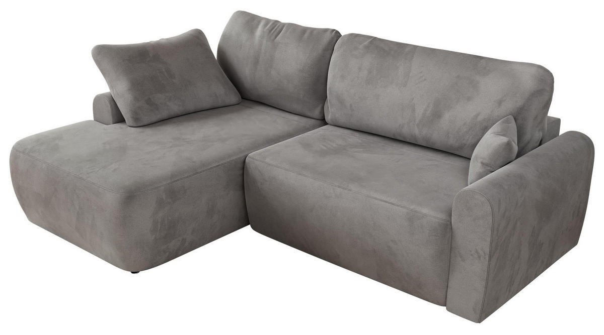 ECKSCHLAFSOFA CUBO L Hellgrau Velvet - links - Hellgrau/Schwarz, Kunststoff/Textil (273/187cm) - MKS