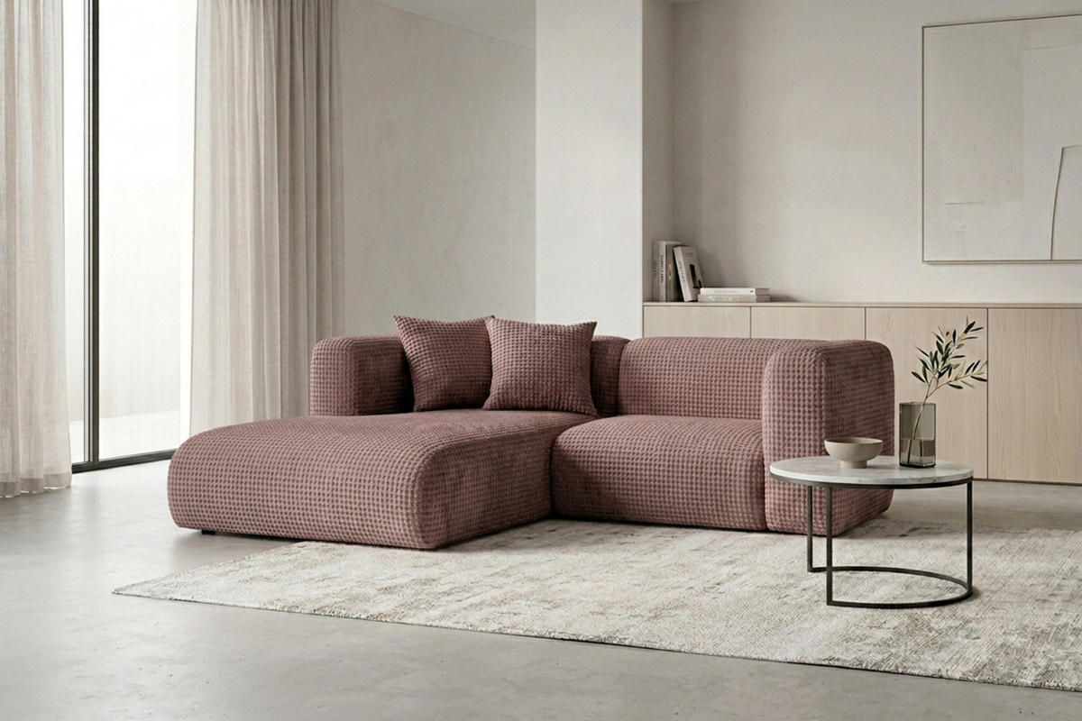 ROHOVÁ SEDAČKA ve tvaru L mini, žinylková látka Cremona, Taupe, Levá, GRETA - šedohnědá, dřevo (226/179cm) - Kaiser Möbel