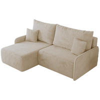 ECKSCHLAFSOFA ARPA L Creme Plüsch - links - Creme/Schwarz, Kunststoff/Textil (198/150cm) - MKS