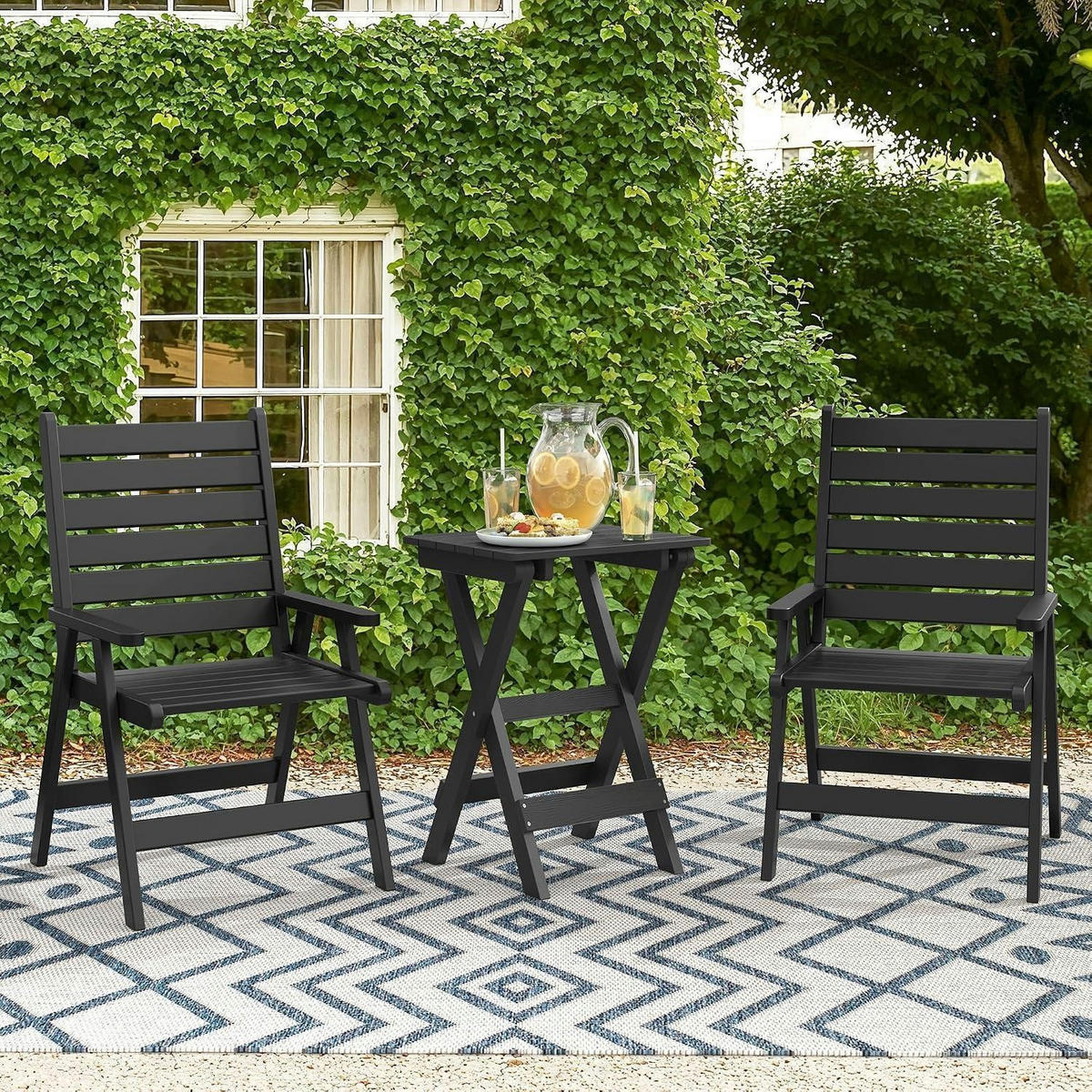 BEISTELLTISCH Outdoor Klappbar Schwarz 51 x 41 x 69 cm - Schwarz, Kunststoff (51/41/69cm)