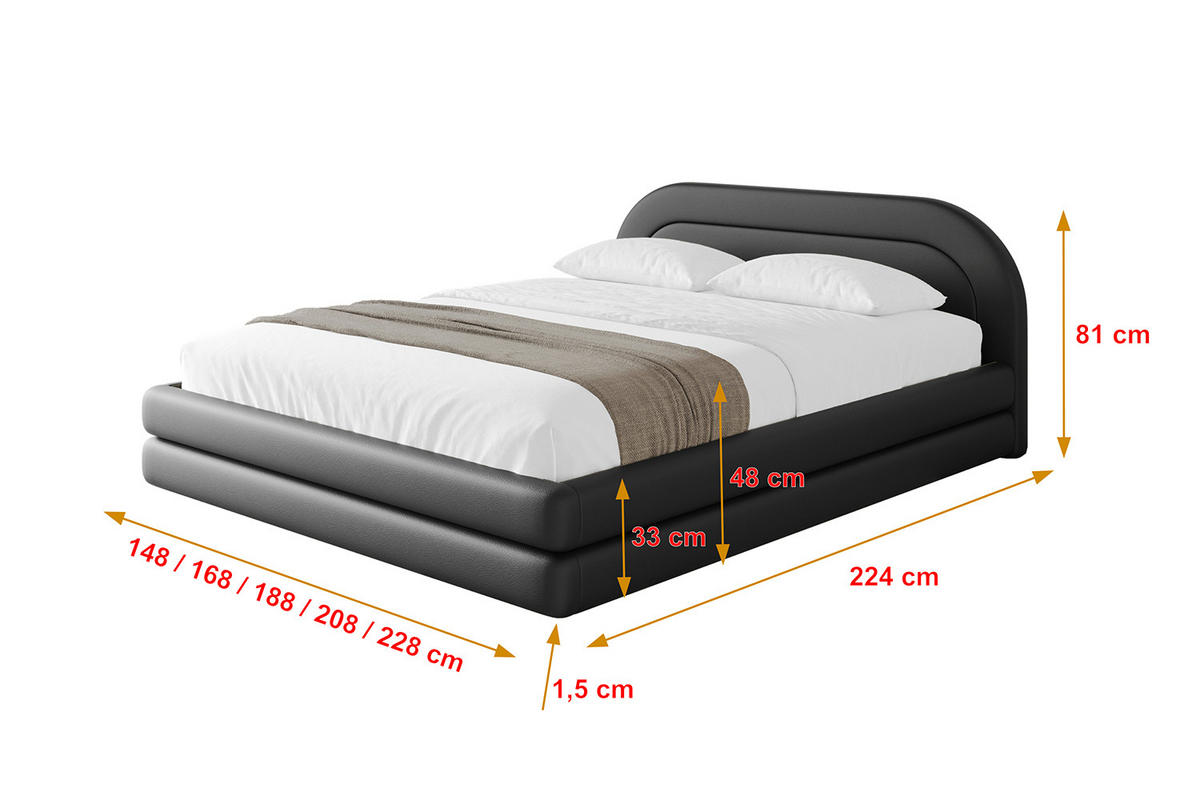 POLSTERBETT mit Bettkasten und Lattenrost, Boxbett ohne Matratze - LERIS-v1 120x200 Schwarz Kunstleder - Schwarz Hochglanz, Holzwerkstoff/Textil (120/200cm) - ALTDECOR