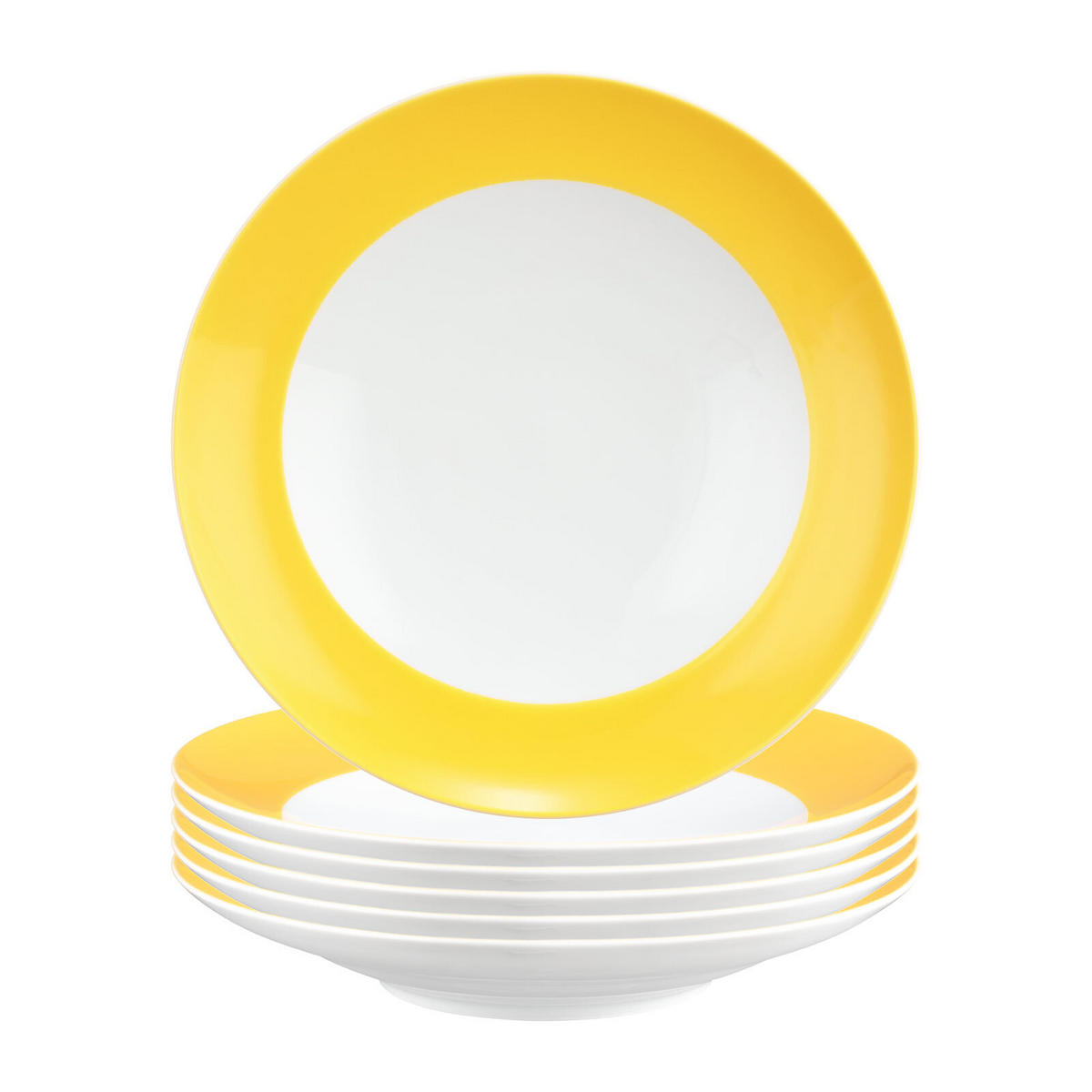 SUPPENTELLER Liberty Pure Colors Yellow Glow ø 23,5 cm 6er Set - Gelb, Keramik (23.6cm) - Seltmann Weiden