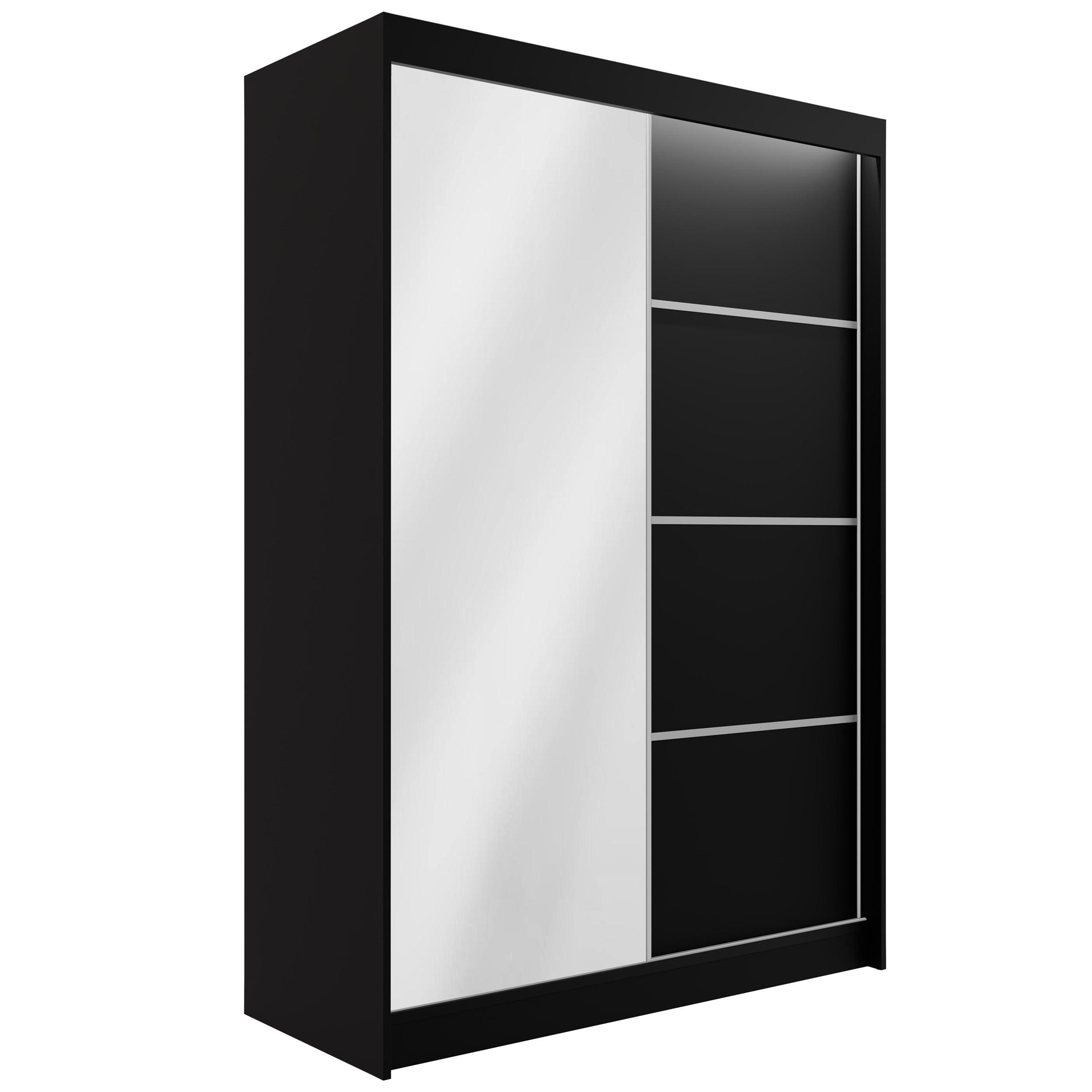 KLEIDERSCHRANK PAOKI mit LED - 120 cm - Schwarz - Schwarz, Holzwerkstoff (120/215/61cm) - ALTDECOR