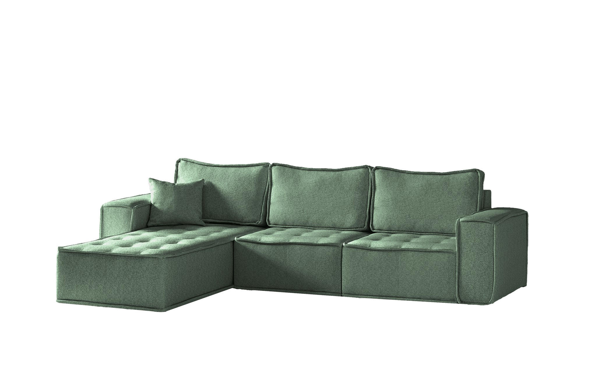 ECKSOFA Sande In Raven - Grün, Holzwerkstoff/Textil (292/192cm) - Fun Möbel