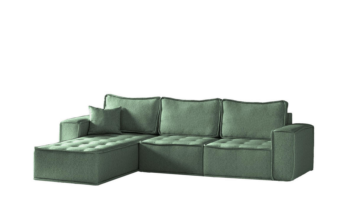 ECKSOFA Sande In Raven - Grün, Holzwerkstoff/Textil (292/192cm) - Fun Möbel