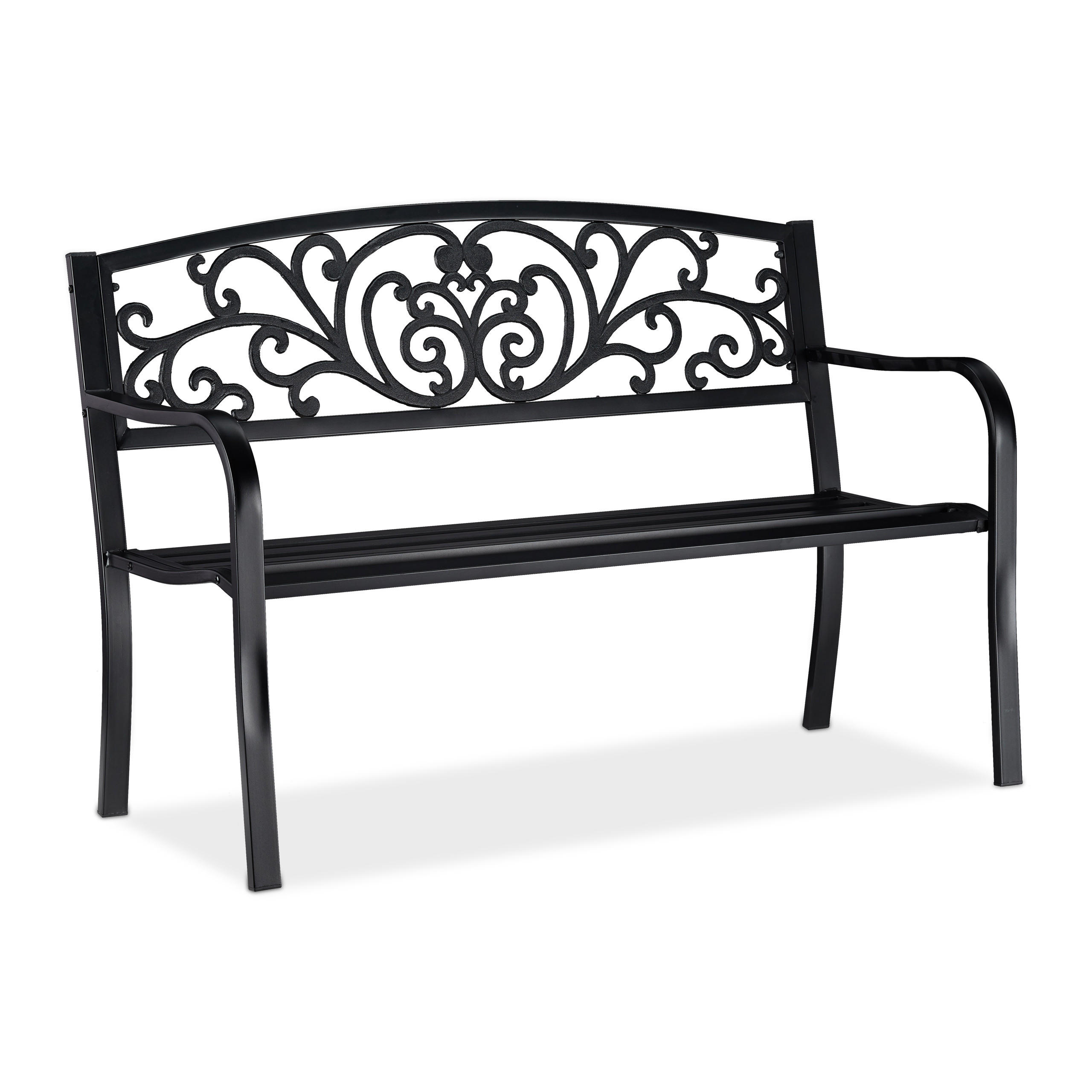 Relaxdays LAVICE Černá kovová ornamenty 2-místná 127 cm