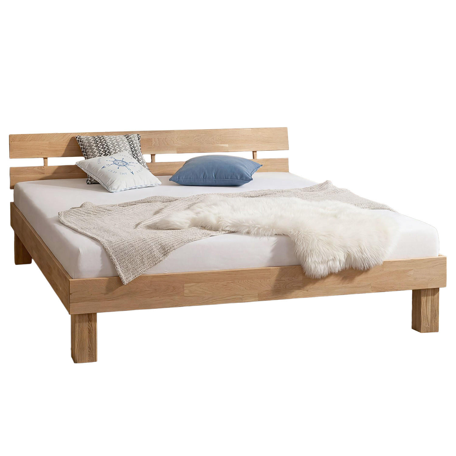 MASSIVHOLZBETT - Massivholz - Eiche - Eiche Bianco, Holz (140/200cm) - home24