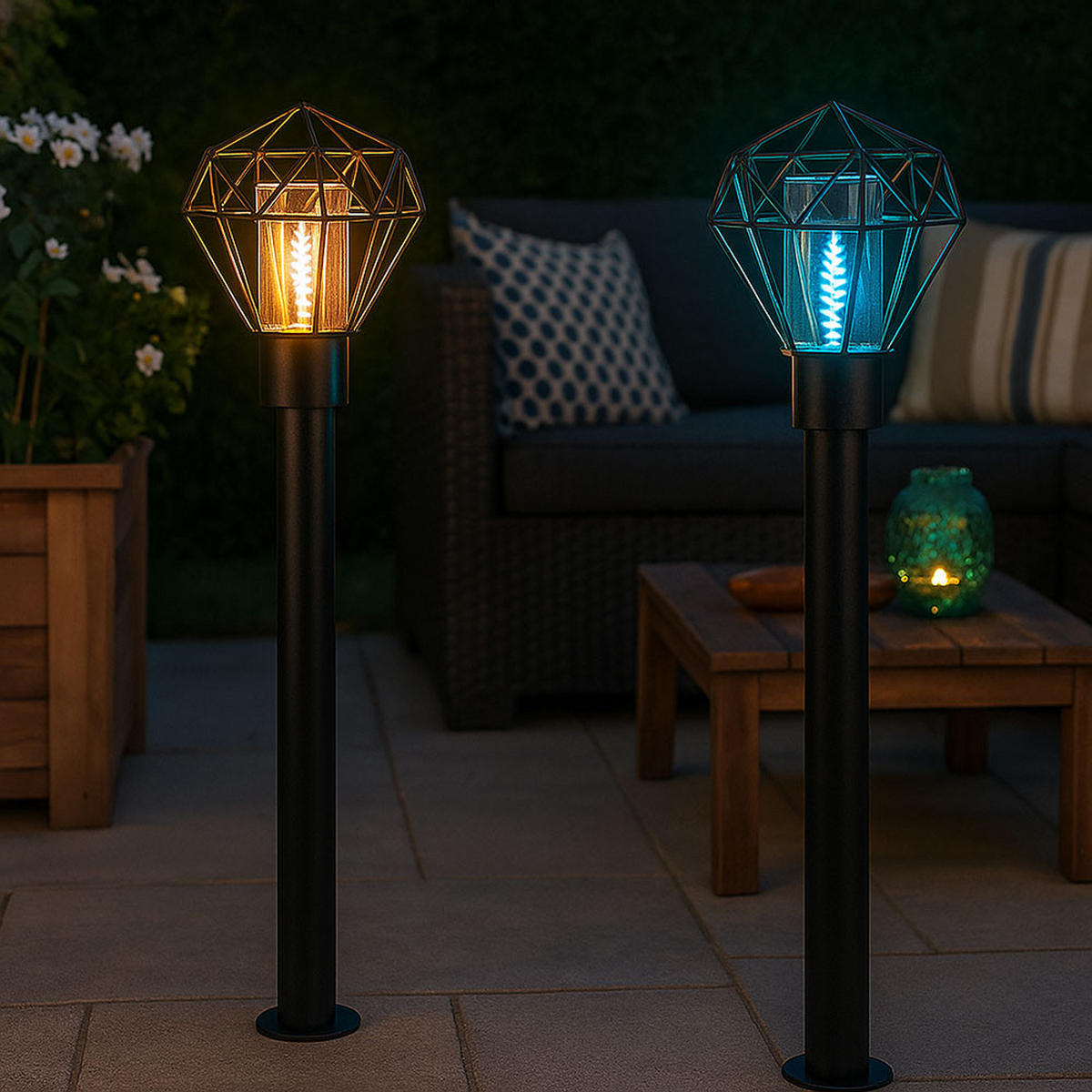 LED WEGELEUCHTE HORACE Edelstahl Schwarz 2er Set - Schwarz, Metall (22.5/25.5/100cm) - Globo Lighting