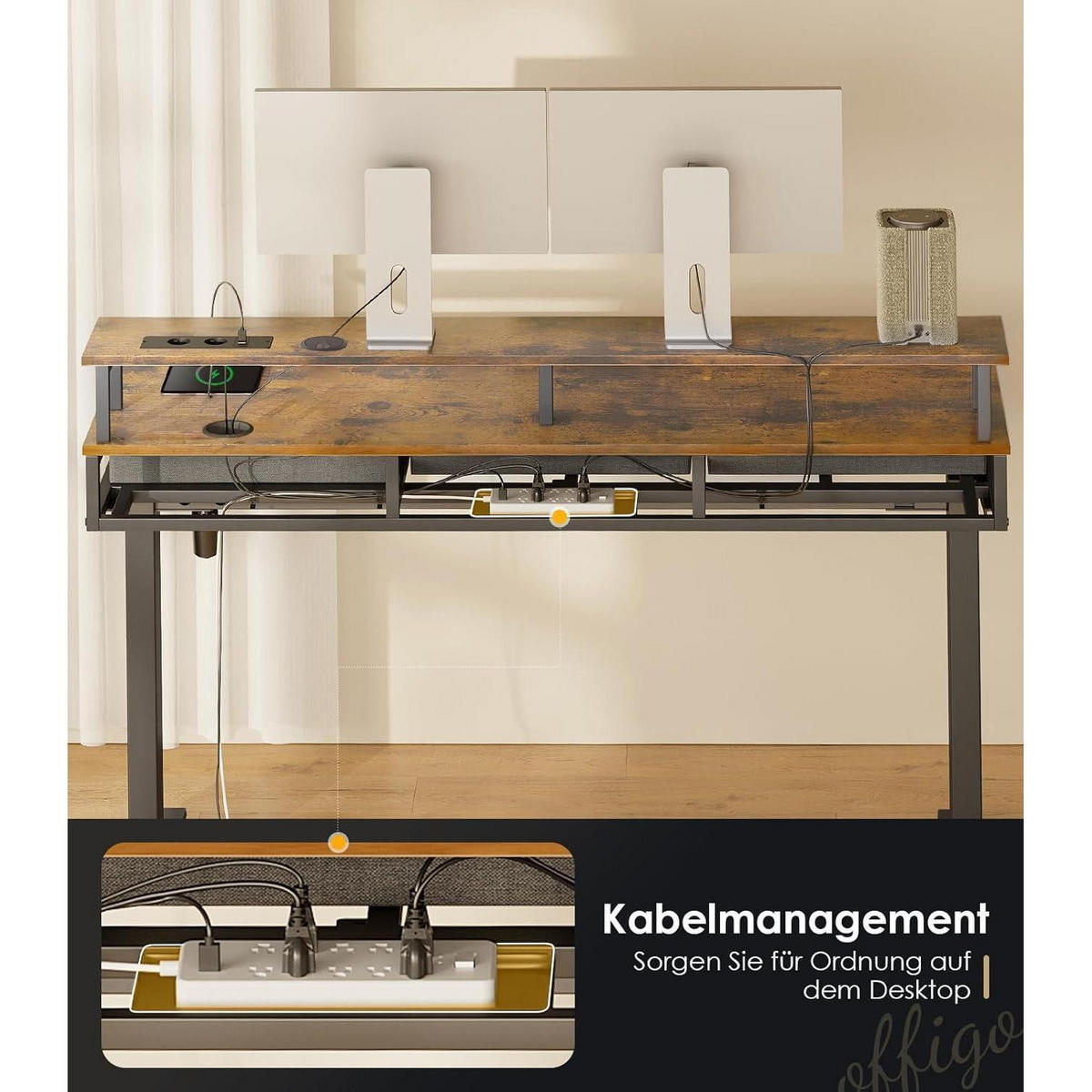SCHREIBTISCH elektrisch höhenverstellbar 140 cm Braun - Braun, Holzwerkstoff (54/140/78cm)