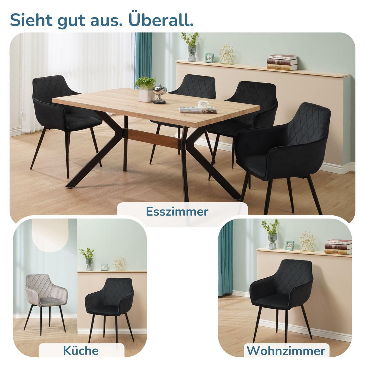 ESSZIMMERSTUHL SALO 2er Set - Schwarz, Textil (54/83/49cm) - Albatros