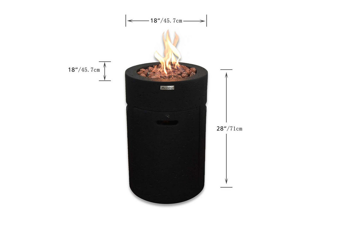 FEUERSTELLE Merapi in Lavastein-Optik schwarz aus Faserbeton - Schwarz, Stein (52/78/52cm) - Elementi