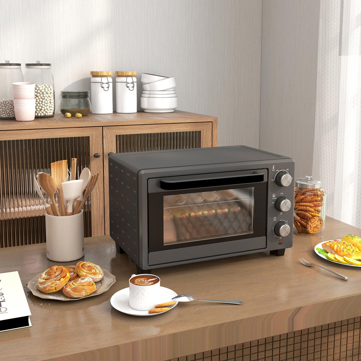 MINIBACKOFEN Grau - Grau, Metall (46.4/38/28.5cm) - HOMCOM