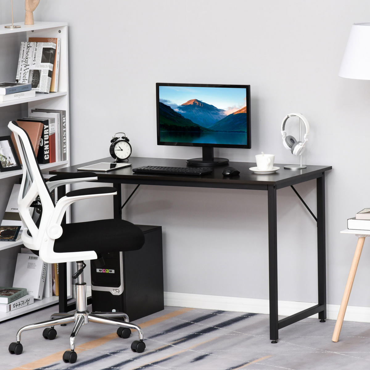 BÜROTISCH Holzmaserung, schwarz 1 Stück - Multicolor, Holzwerkstoff (130/58/73cm) - GiPP