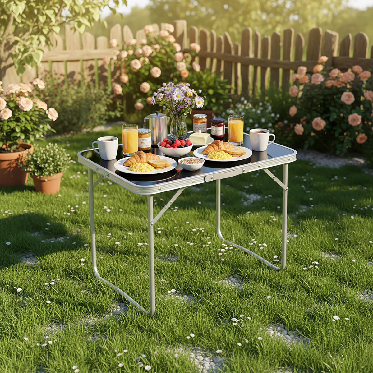 CAMPINGTISCH - Multicolor, Holzwerkstoff/Metall (60/80/68.5cm) - Relaxdays