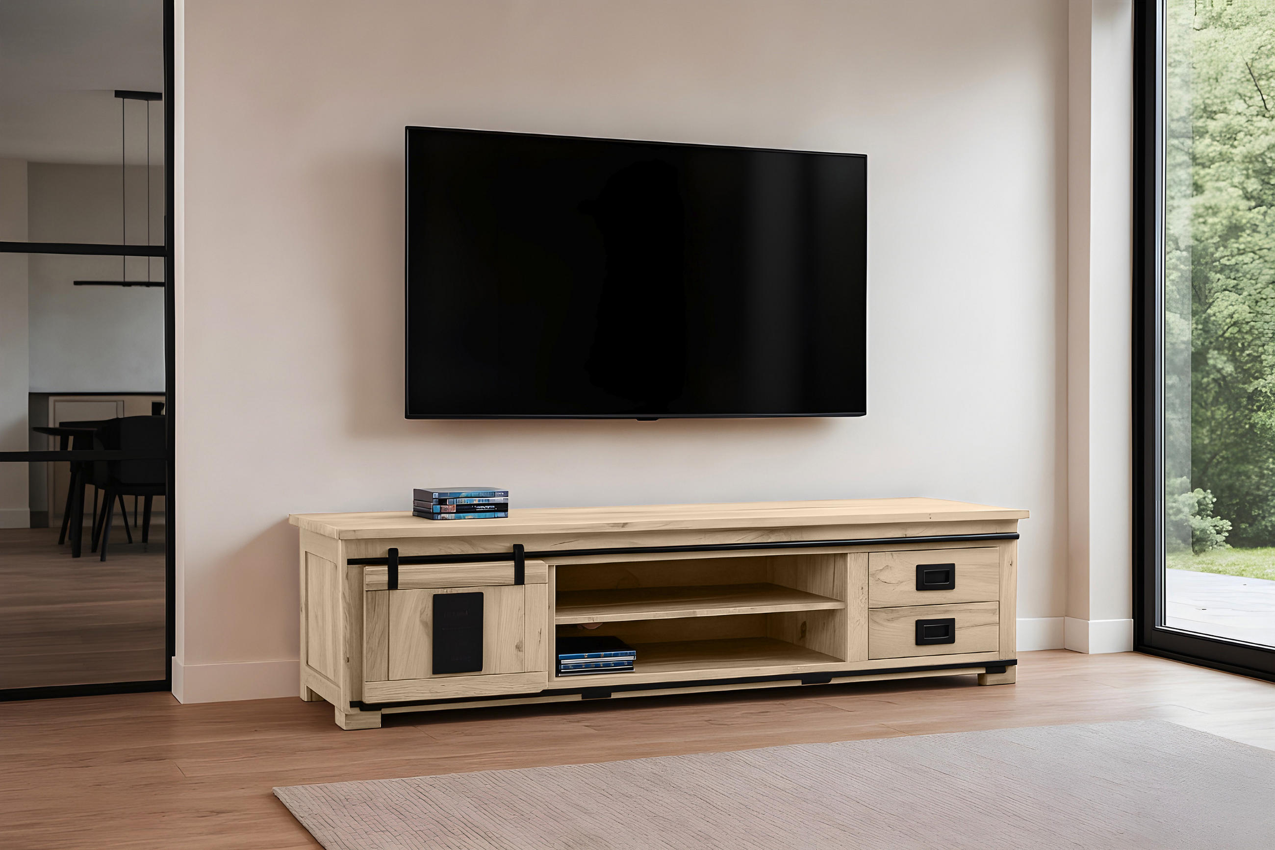 LOWBOARD LIBRO - Beige, Holz (200/50/55cm) - SAM