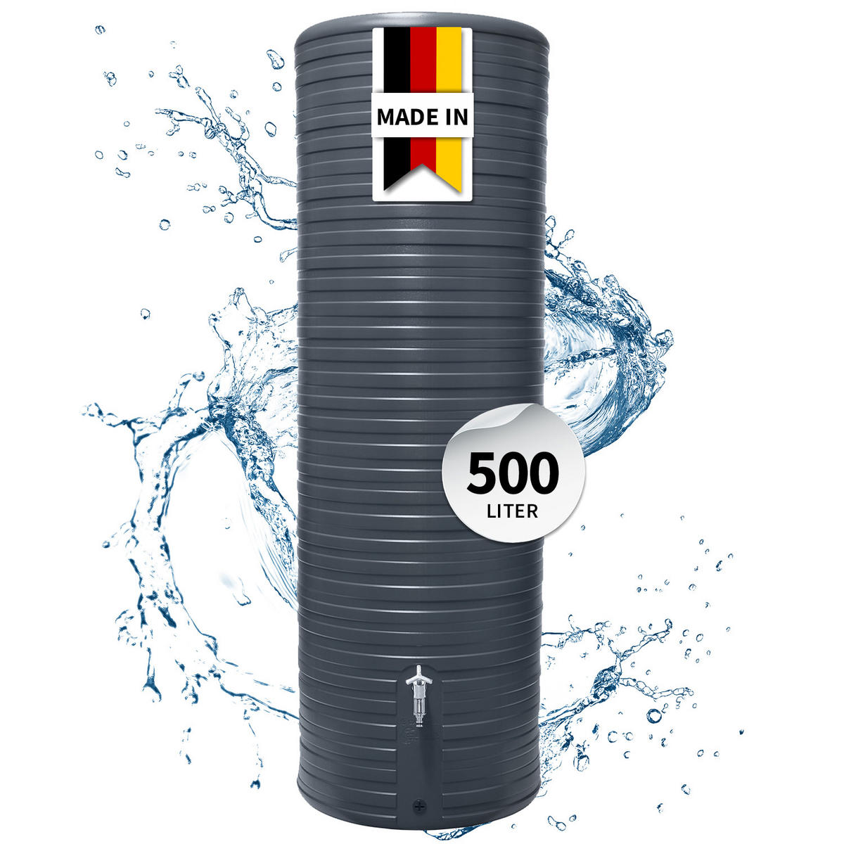 REGENTONNE 500 L, graphite grey - Grau, Kunststoff (61/185/65cm) - GARANTIA