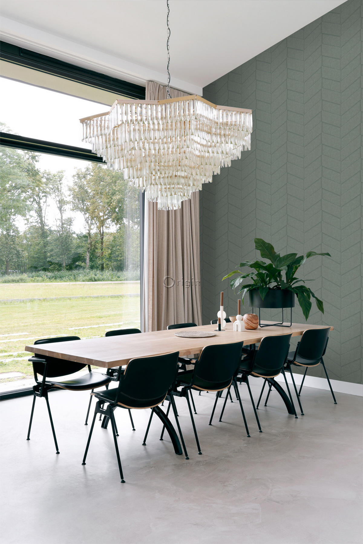 TAPETE Fliesenmuster mit Schlangenhaut-Motiv 53 cm x 10.05 m - Grau, Papier (53/1000cm) - Origin Wallcoverings
