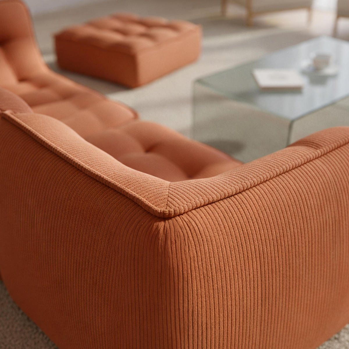 SOFA 3-tlg., Terrakotta - Rot, Textil (260/70/165cm) - Oviala