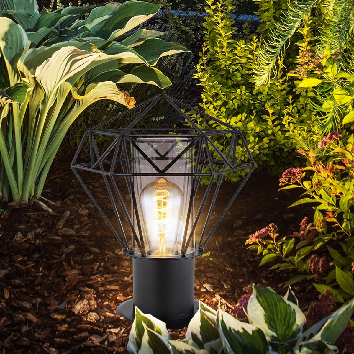 WEGELEUCHTE HORACE Gitterschirm Schwarz - Schwarz, Metall (22.5/25.5/31.5cm) - Globo Lighting