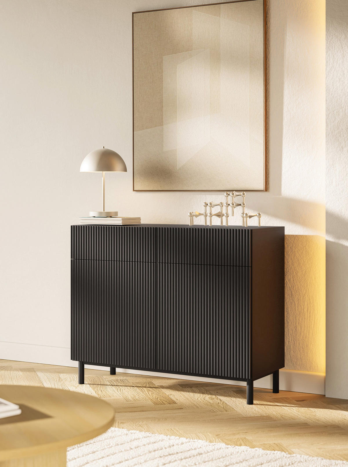 SIDEBOARD Veldio New Schwarz 100 cm - Schwarz, Holzwerkstoff/Metall (99.8/80/38cm) - Selsey
