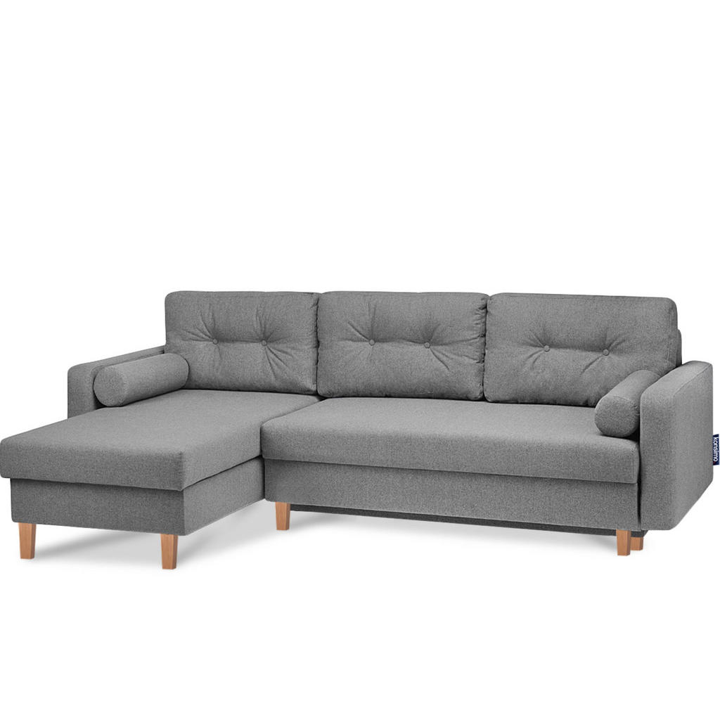 Thumbnail - Konsimo® Eckschlafsofa, Dunkelgrau, Textil, L-Form,L-Form, 240x183 cm, Wohnzimmer, Sofas & Couches, Wohnlandschaften, Ec...