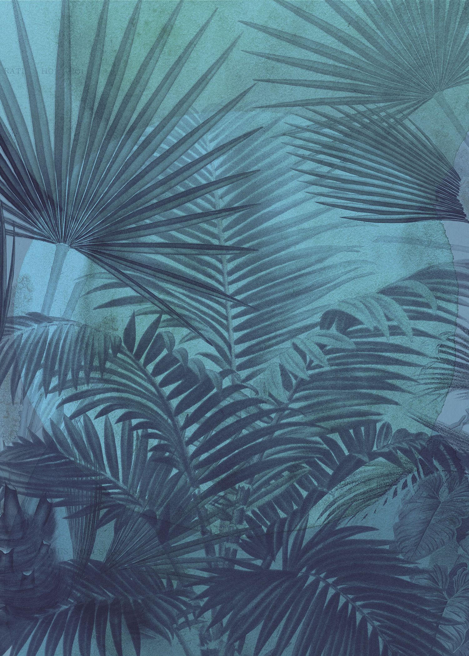 FOTOTAPETE Palmblätter 200 x 280 cm - Blau, Papier (200/280cm) - Sanders & Sanders
