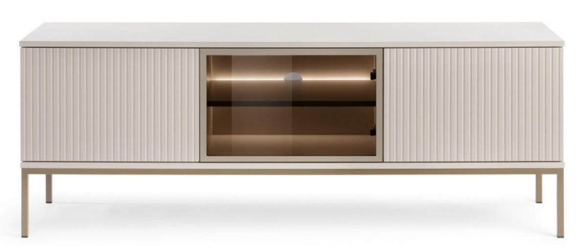 TV-SCHRANK Kaschmir SANTI Mit Lamellen - Beige, Holzwerkstoff (154/56/39cm) - Sepro Meble