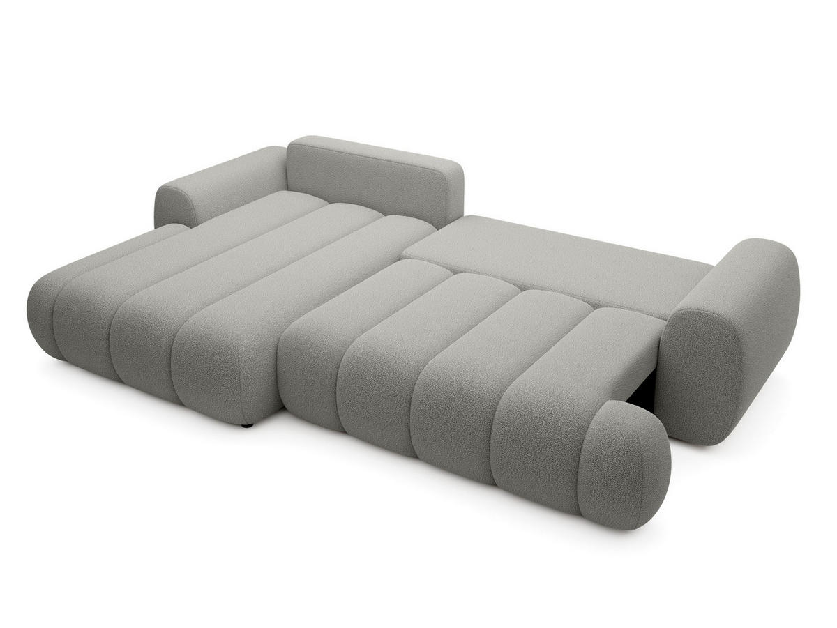ECKSOFA SITO Grau Geflochtener Stoff mit Schlaffunktion - Grau, Holz (272/168cm) - MASSENO
