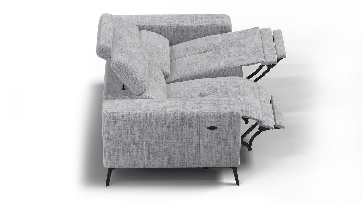 RELAXSOFA MORELLO 2-Sitzer, hellgrau, 2 x Relax Zero Gravity - Hellgrau, Holz/Textil (164/82/103cm) - Courtois Laville