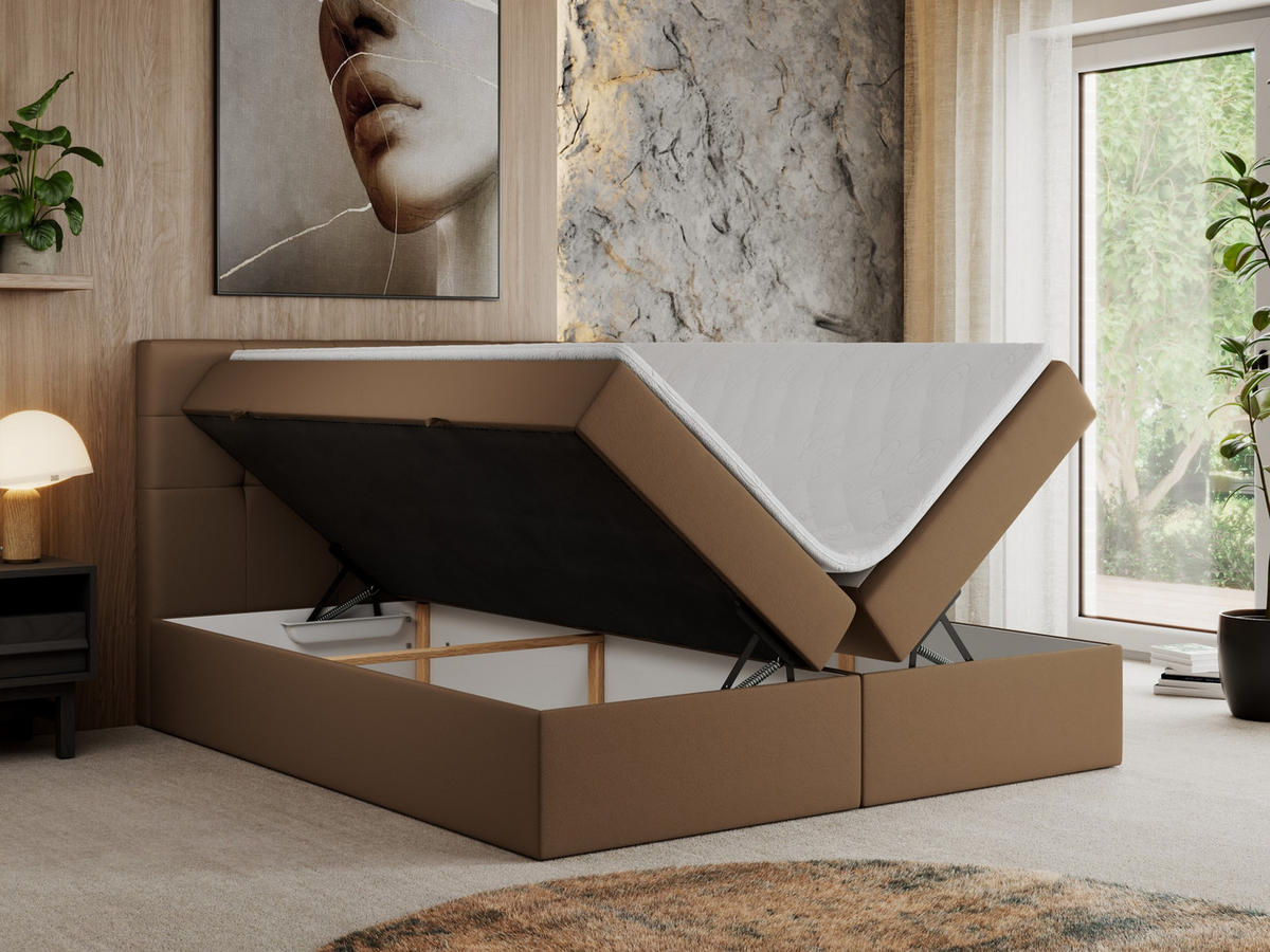 BOXBETT CENTO 120/200 Braun Kunstleder - H3 - Braun, Holz/Textil (120/200cm) - MKS