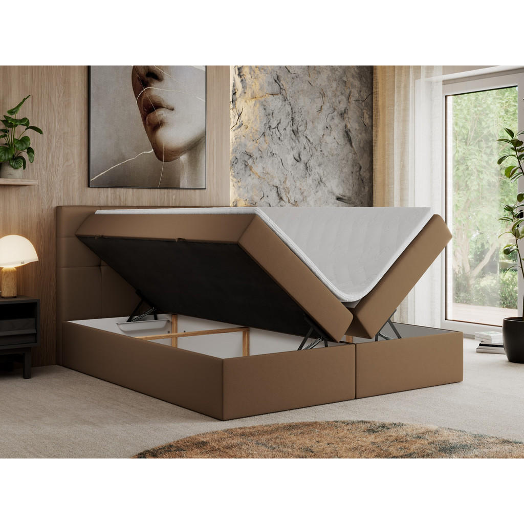 Thumbnail - MKS Boxbett, Braun, Textil, 1-Sitzer, H4, Rechteckig, 200x200 cm, Schlafzimmer, Betten, Boxspringbetten