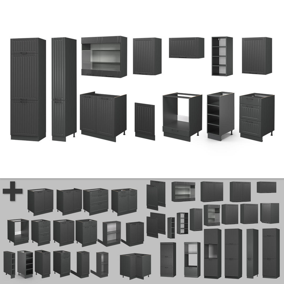 KUCHYŇSKÝ KOUT Fame-Line Tmavě šedá - tmavě šedá, kompozitní dřevo (355/81.6/60cm) - Vicco